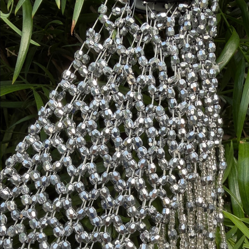 Silver Fringe Statement Belt/Shawl - NOTE SIZING - Picture 4 of 7